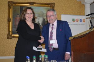 Prof O’Mullane presenting O’Mullane Prize to 2016 winner Dr. P. James